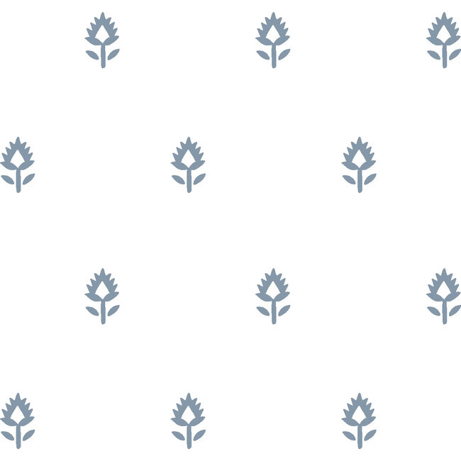 Sugar Paper Block Print Removable Wallpaper, French Blue/White | Maisonette