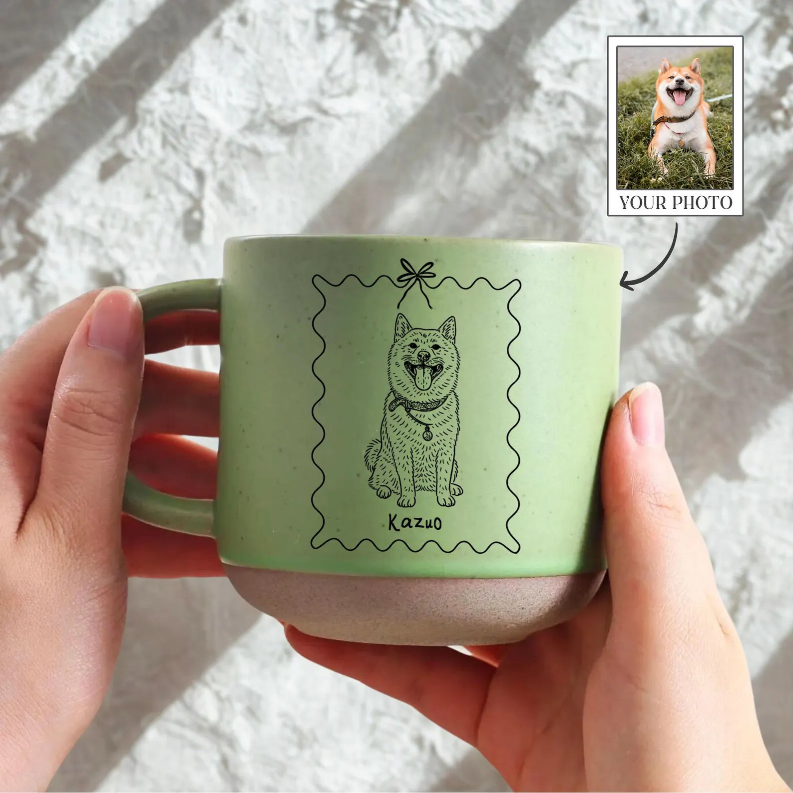 Custom Pet Portrait Pottery Mug With Name, Personalized Dog Portrait Minimalist Coffee Mug, Retro... | Etsy (US)
