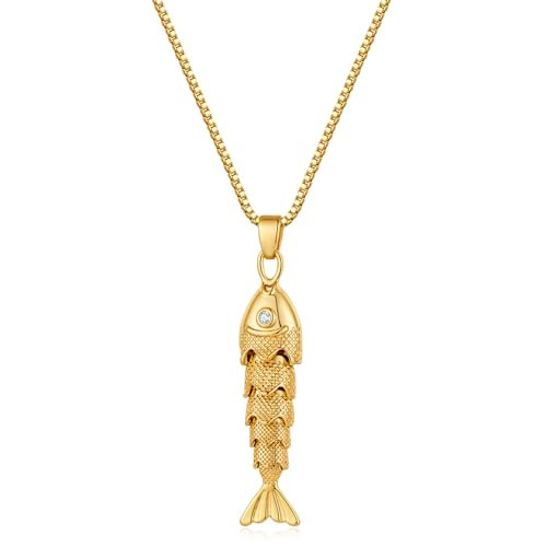YUJIE Dainty Fish Pendant Necklace for Women 14k Gold Plated Ocean Fish Charm Necklace Summer | Amazon (US)