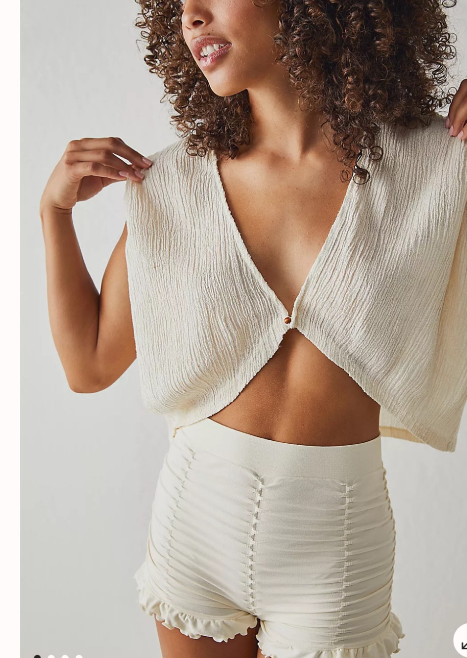 These ruffle rouched shorts are too cute. How perfect at home and lounging or even as intimates. Obsessed with these ! Especially for spring & summer and under $40 #freepeople #loungewear #ruffleshorts 

#LTKfindsunder50 #LTKmidsize