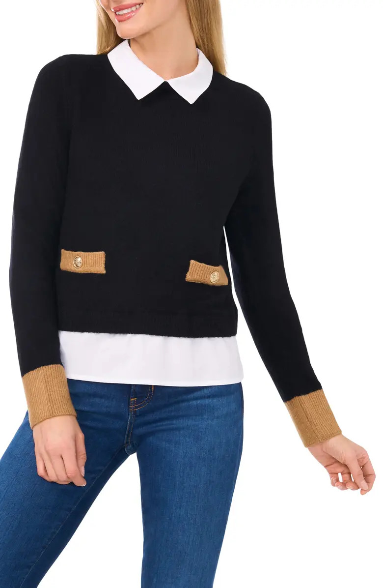 CeCe Layered Look Faux Pocket Sweater | Nordstrom | Nordstrom