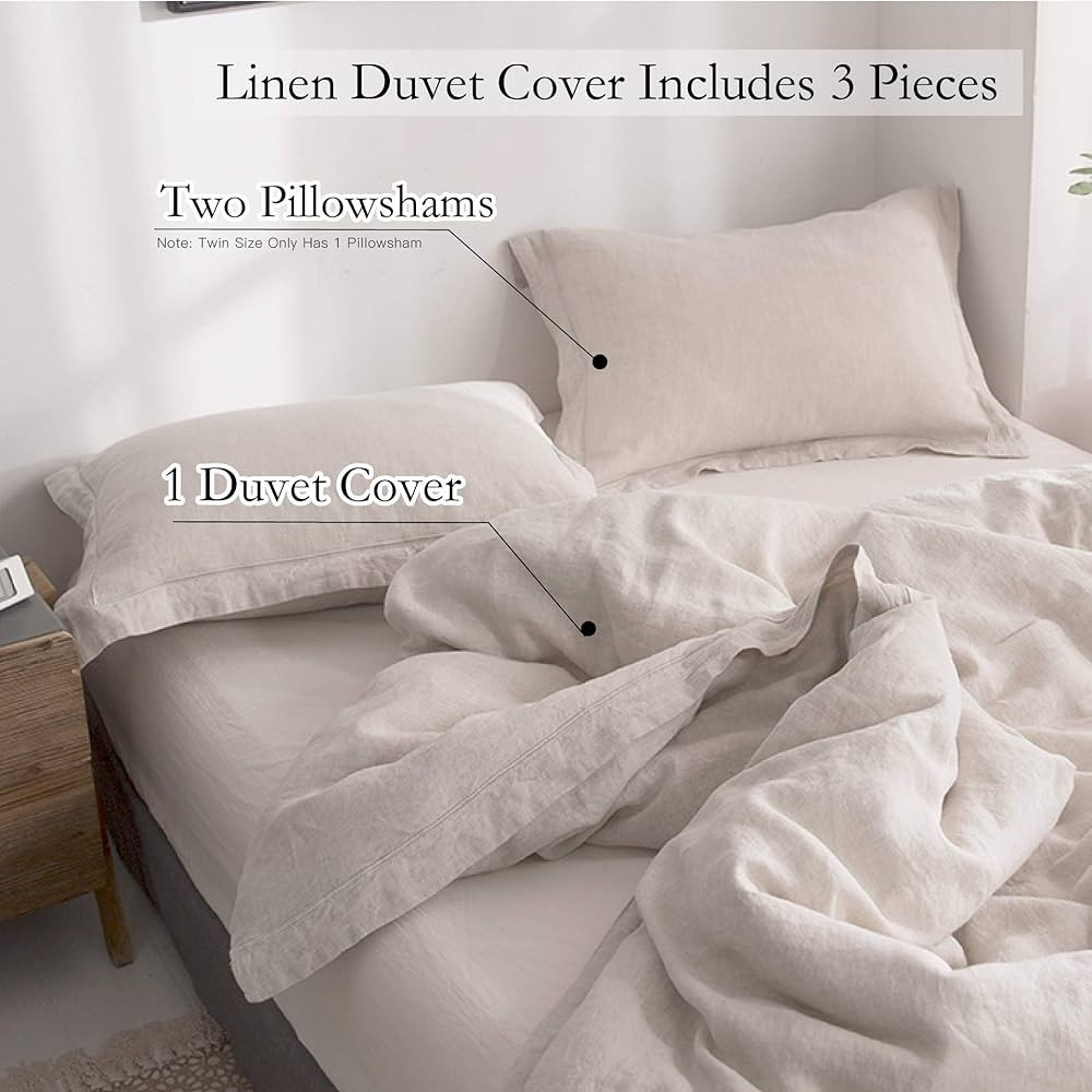 Simple&Opulence 100% Washed Linen Duvet Cover with Embroidered,Queen Size(88"x 92"),3 Pieces Soft... | Amazon (US)