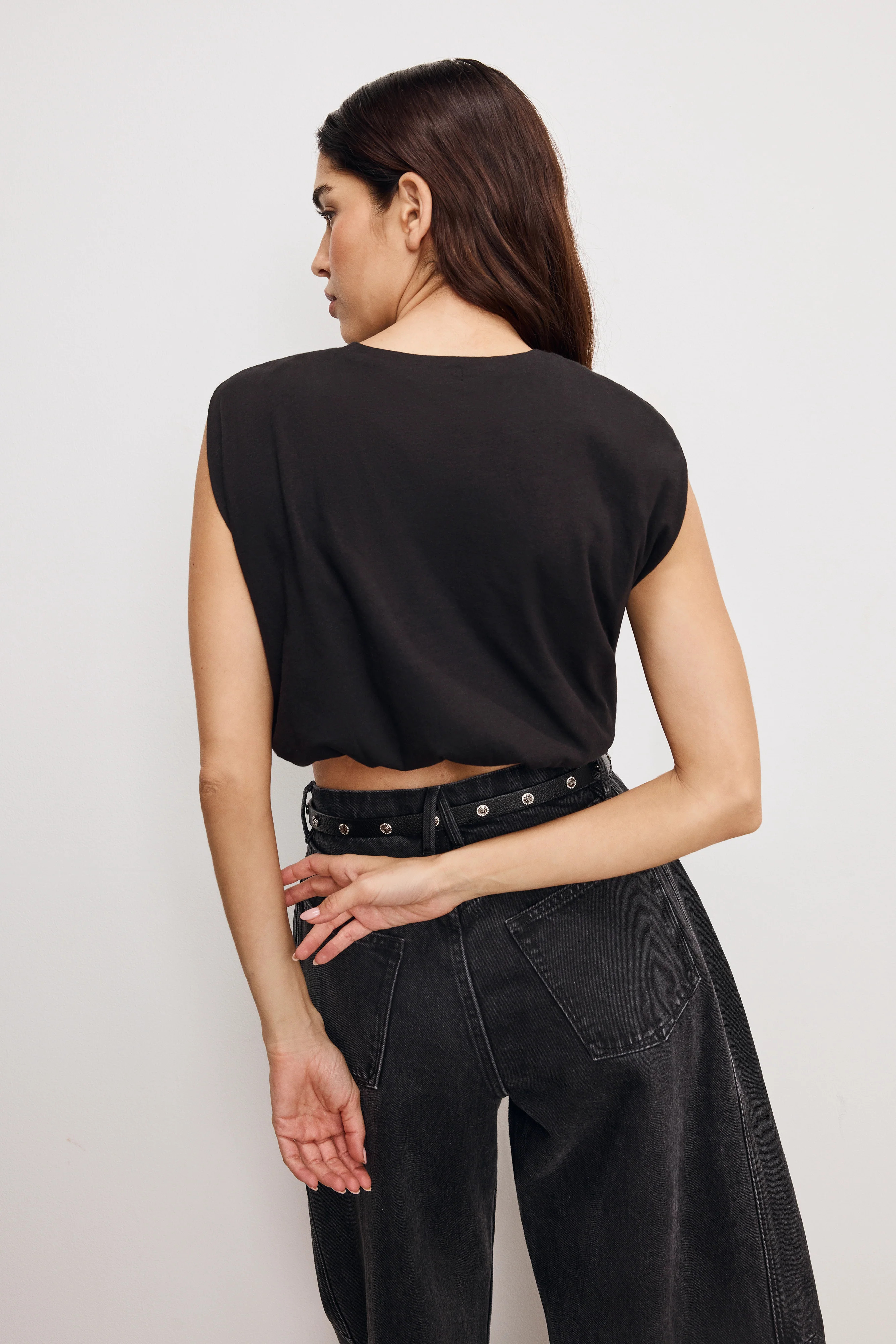 COTTON MUSCLE TEE | BLACK001 - GOOD AMERICAN | Good American