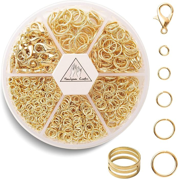 Handyman Crafts Jump Rings Kit With1000PCS Open Jump Rings 40PCS 12mm Lobster Clasps and Jump Rin... | Amazon (US)