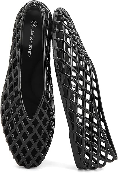 LUCKY STEP Women's Jelly Ballet Flats Mesh Casual | Amazon (US)