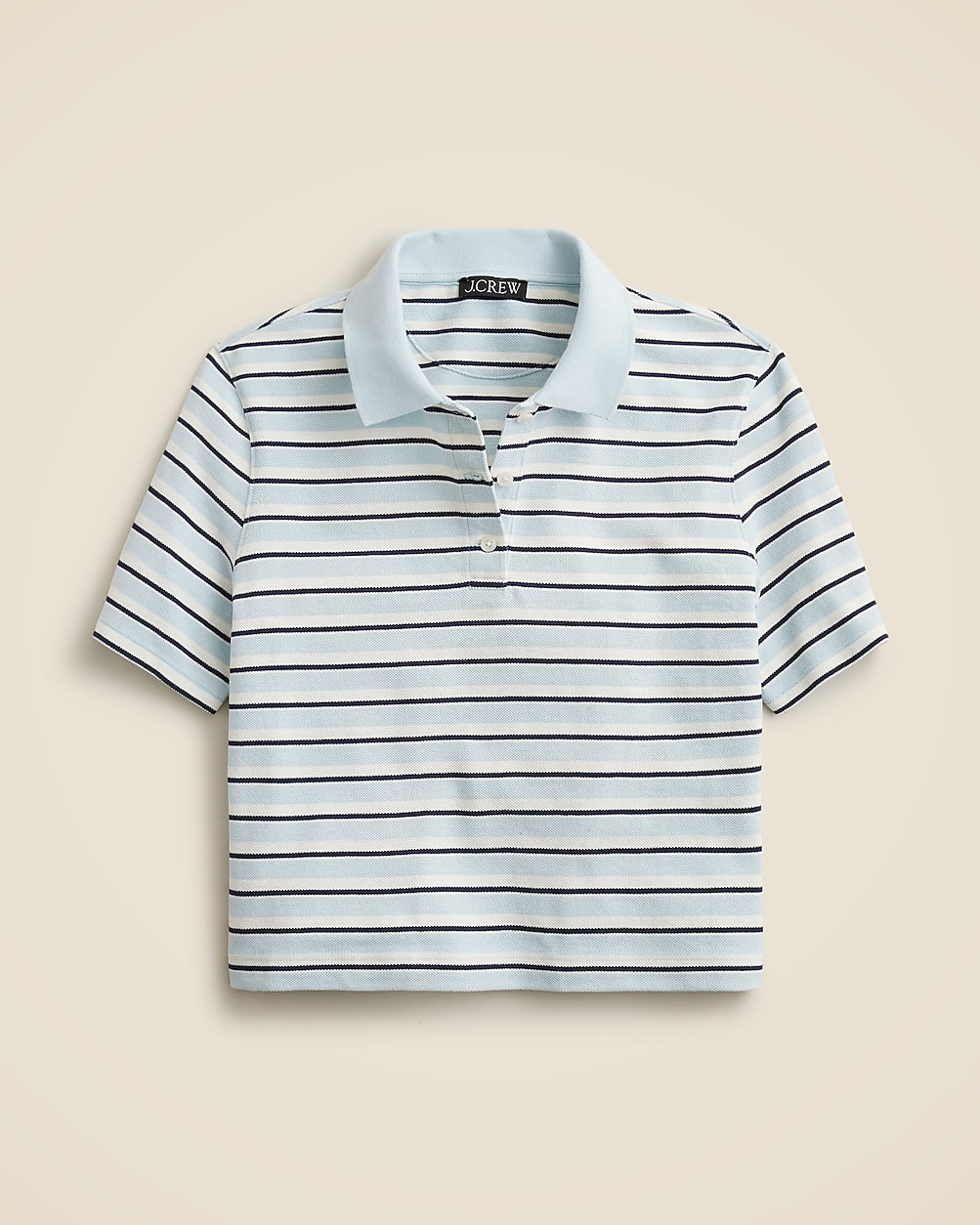 Piqué cropped polo shirt in stripe | J. Crew US