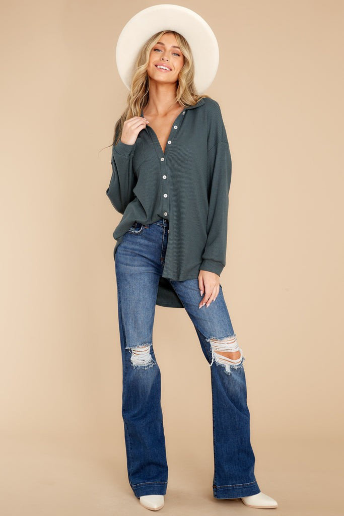 Set On You Dark Green Top | Red Dress 