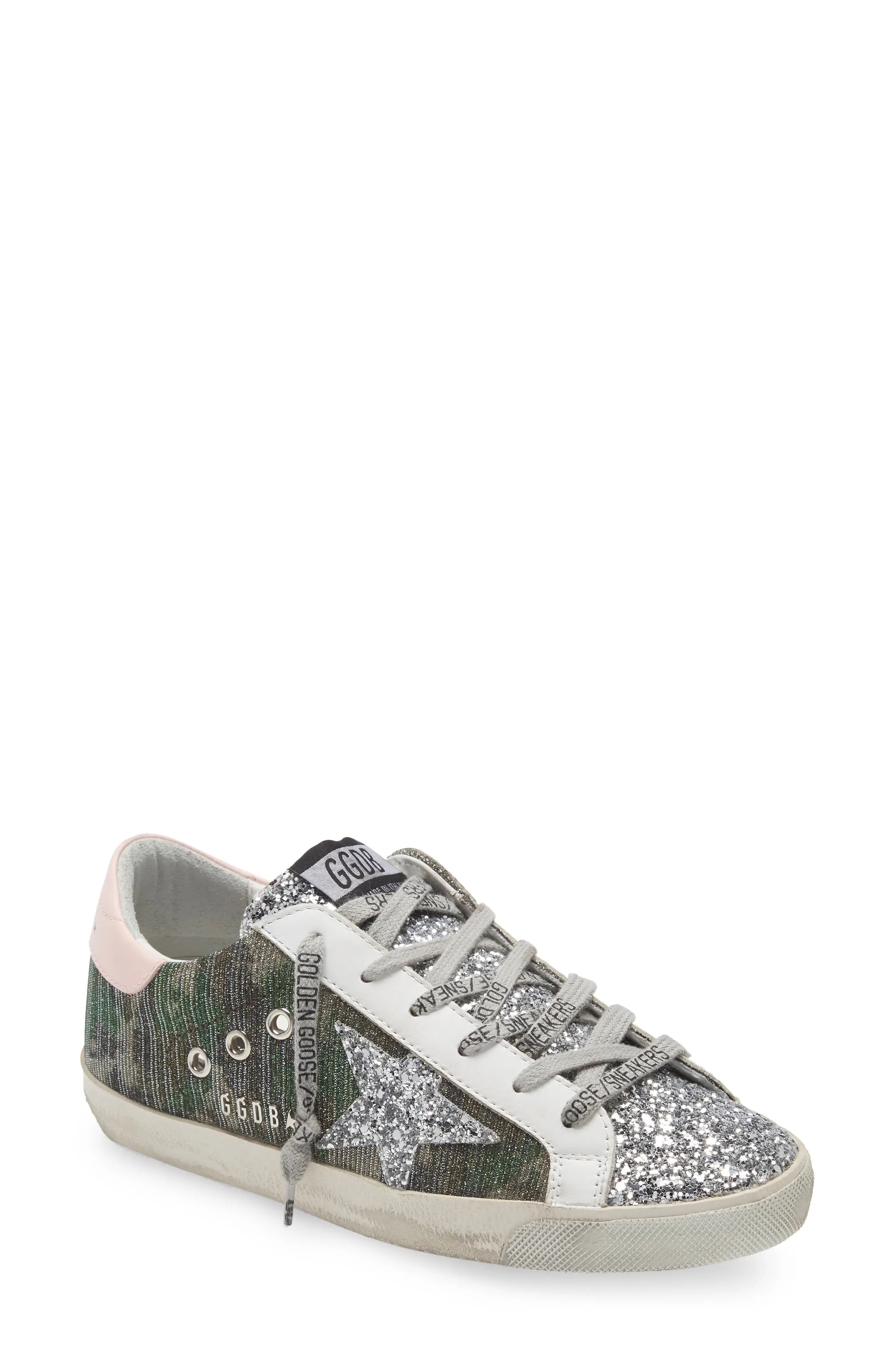 Golden Goose Super-Star Low Top Sneaker, Size 10Us in Green/Silver/Pink/White at Nordstrom | Nordstrom