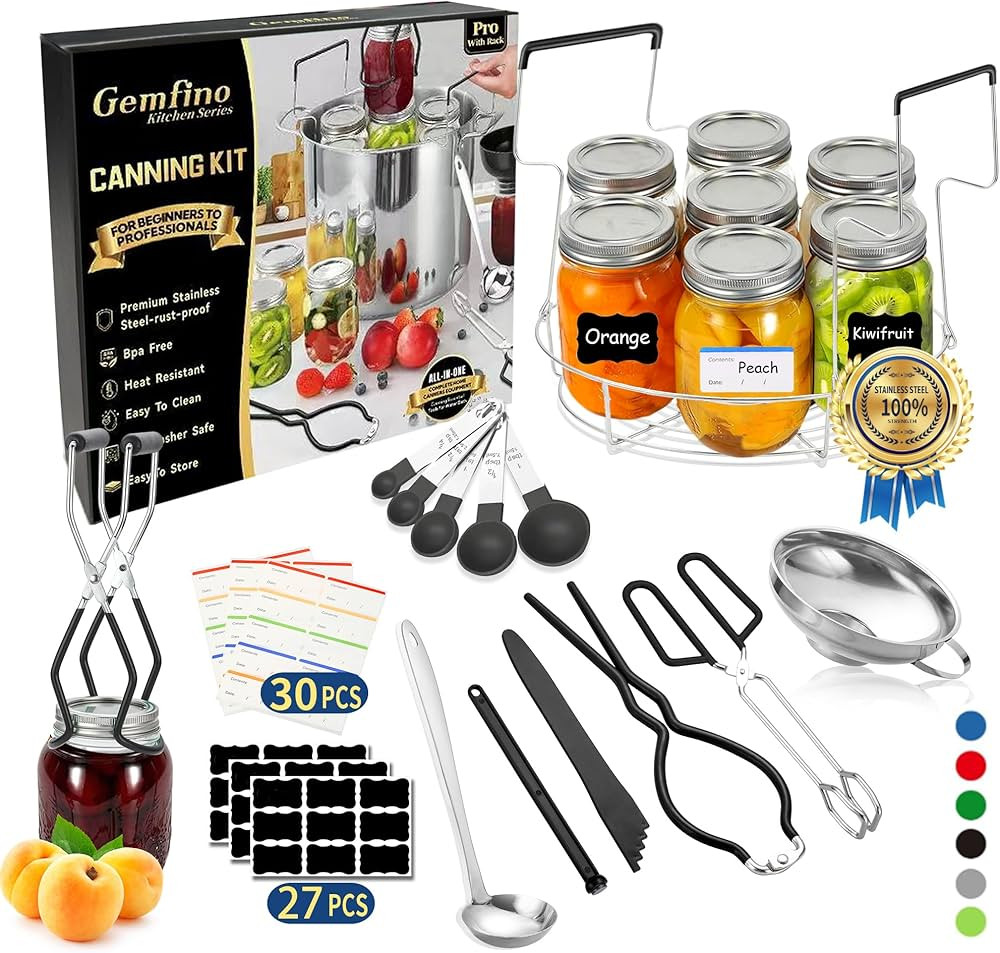 Gemfino Canning Supplies Starter Kit with Canning Rack,Canning Kit for Beginners | Amazon (US)