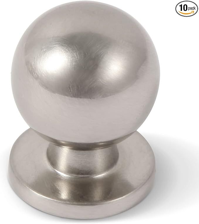 khtumeware Brushed Nickel Cabinet knobs,10 Pack 1 Inch (25mm) Diameter Round Solid Ball Satin Nic... | Amazon (US)