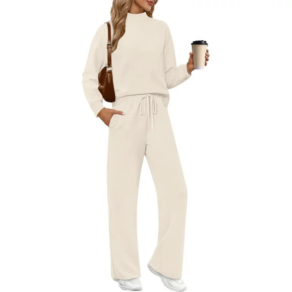 UVN Outfit Sets for Women Fall Winter Long Sleeve Tops And Long Pants Sweatsuits Casual 2 Piece T... | Walmart (US)