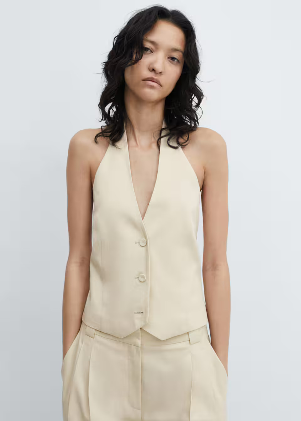 Lyocell halter waistcoat -  Women | Mango USA | MANGO (US)
