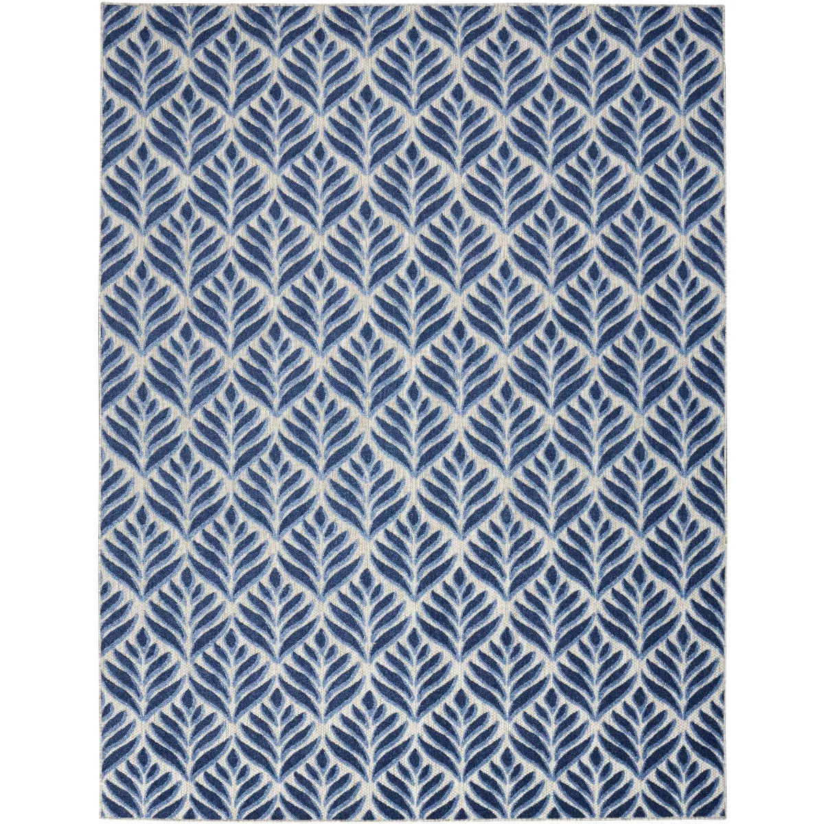 Nourison Aloha Tropical Palm Flatweave High-Low Indoor Outdoor Area Rug Blue 7'10" x 10'6" | Target