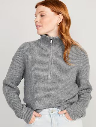 1/2-Zip Shaker-Stitch Pullover for Women | Old Navy (US)