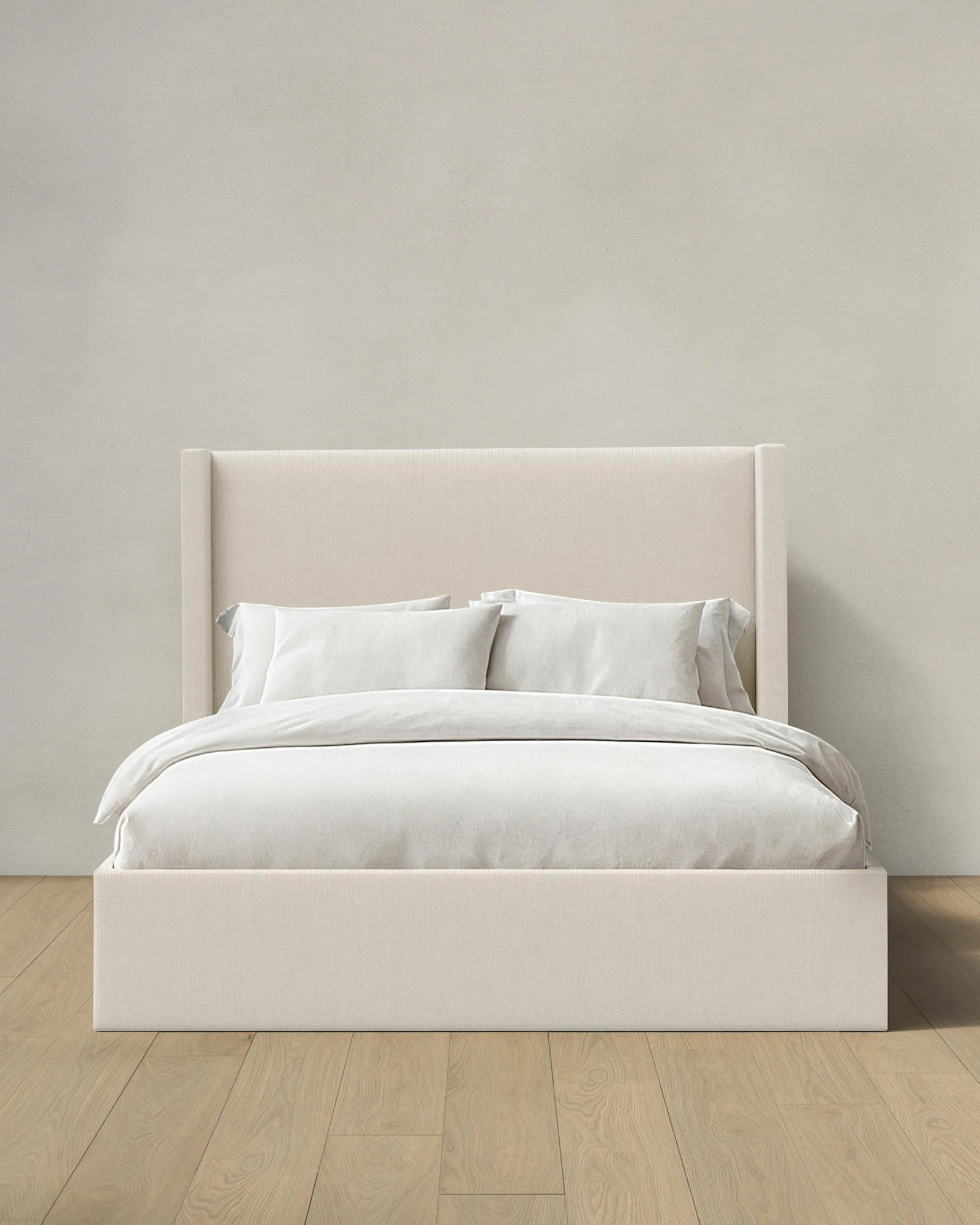 Quince | Performance Linen Wingback Bed in Ivory, Size Full, Performance Linen Blend | Quince