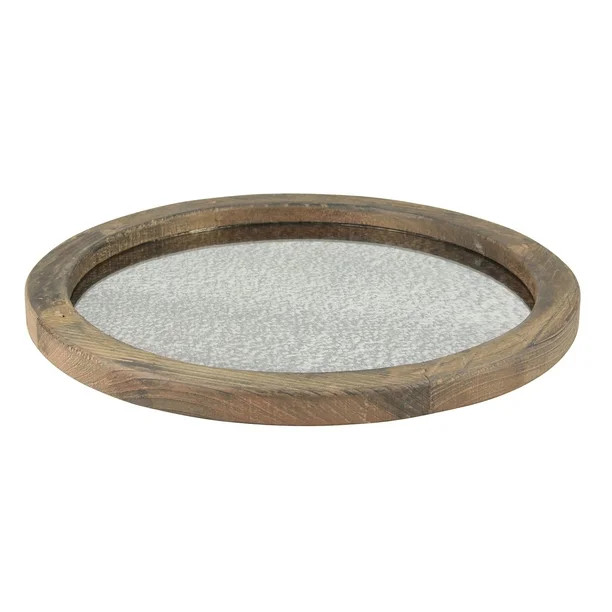 Round Wooden Serving Tray with Antique Mirror - Walmart.com | Walmart (US)