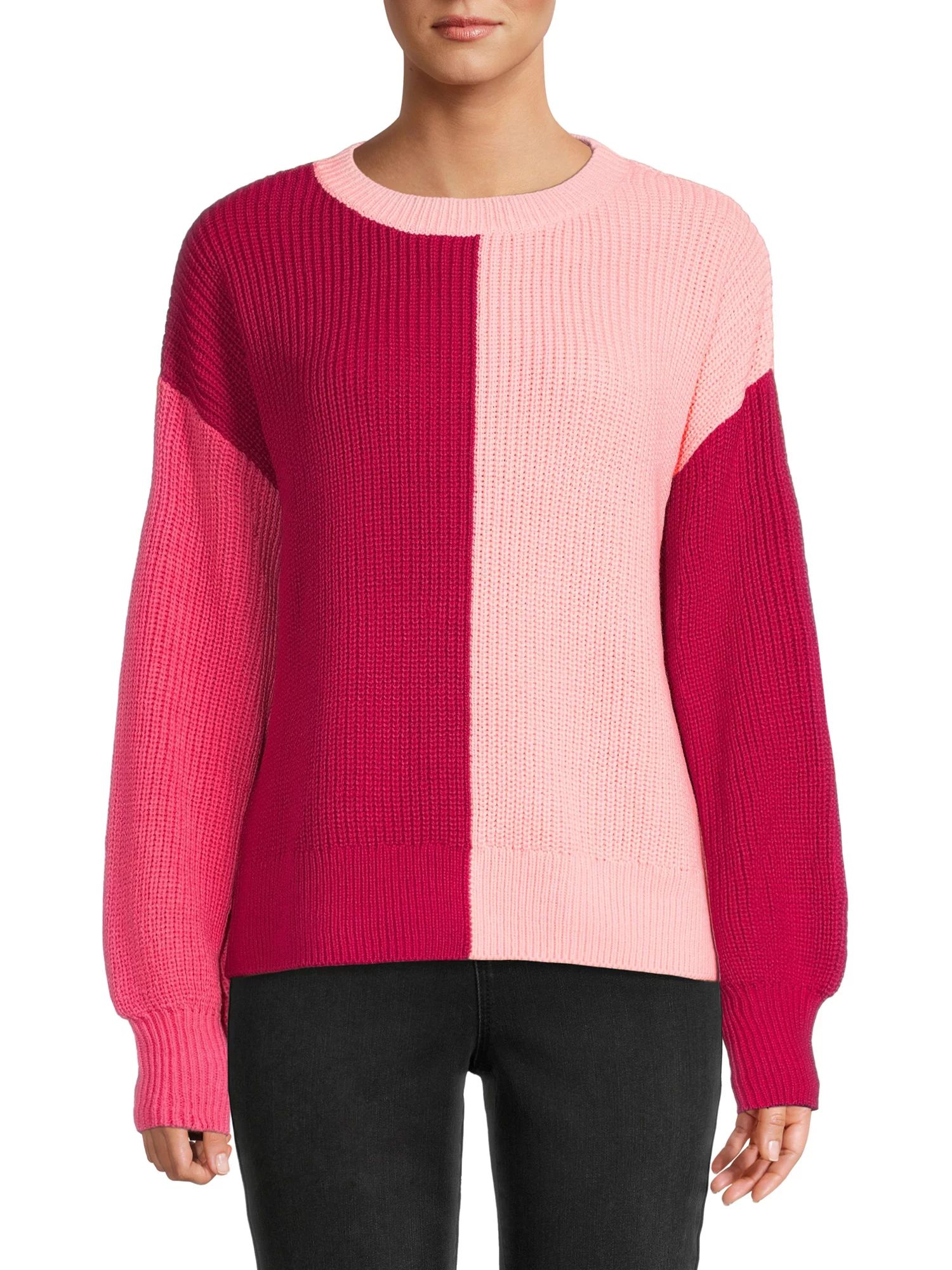 Heart N Crush Women's Split Colorblocked Sweater - Walmart.com | Walmart (US)