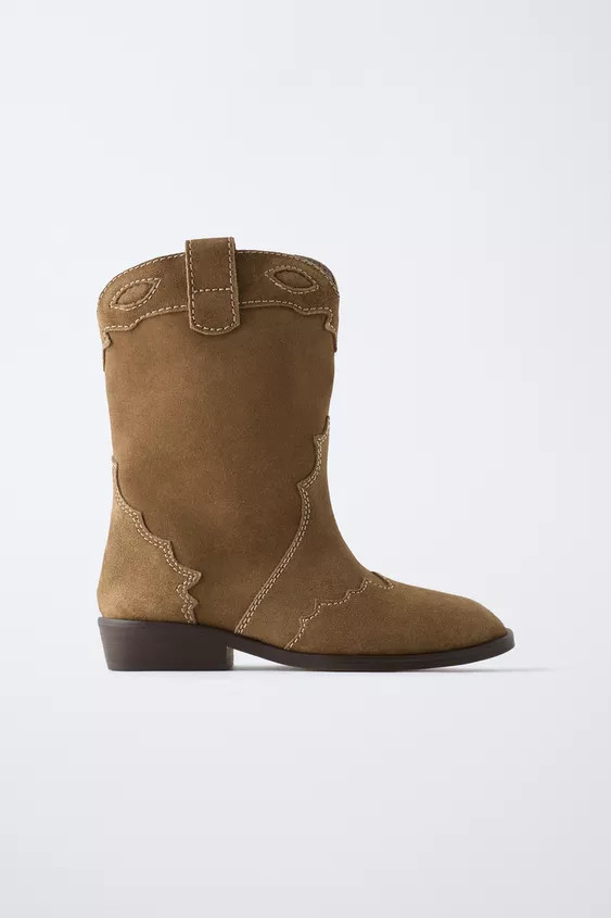 SPLIT LEATHER COWBOY BOOTS | Zara US