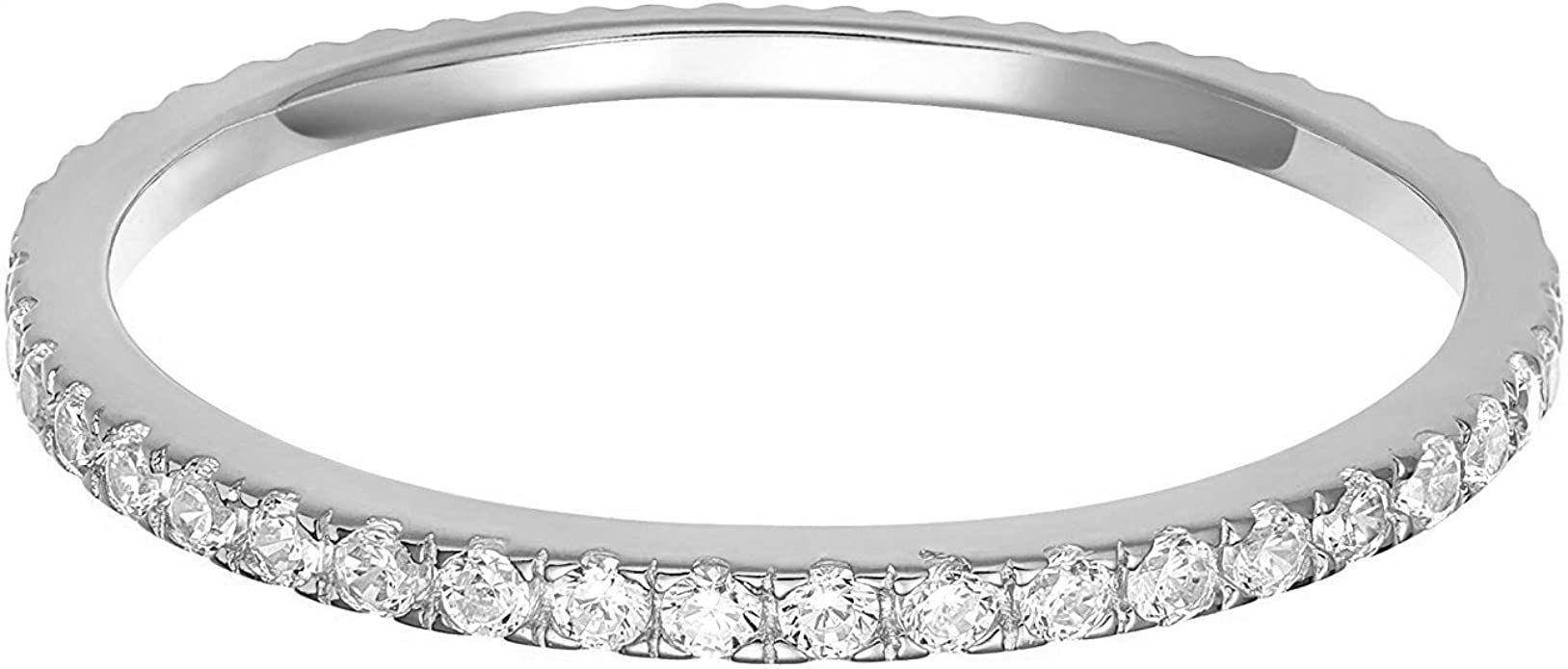 PAVOI 14K Gold Plated Sterling Silver CZ Simulated Diamond Stackable Ring Eternity Bands for Wome... | Amazon (US)