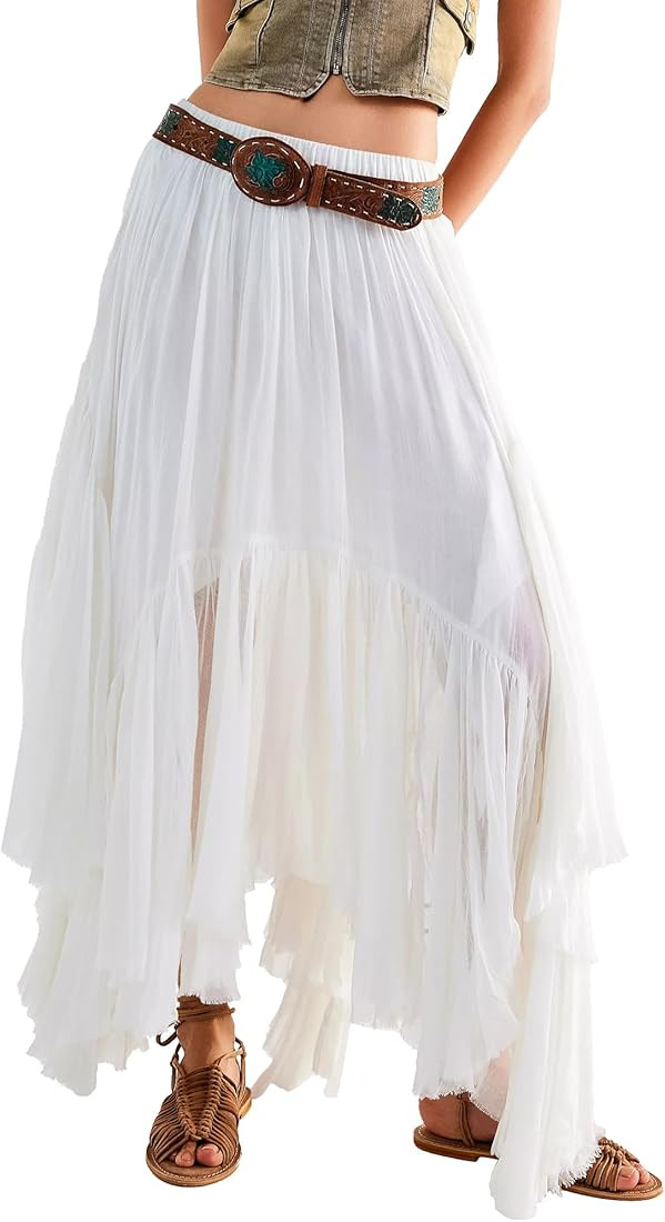 Gacaky Skirts for Women Summer Casual Bohemian A-Line Midi Clover Skirt Elastic Waist Flowy Swing... | Amazon (US)