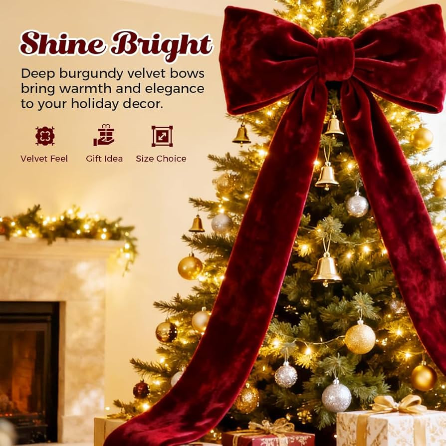 Christmas Decorations 86 inch Extra Large Christmas Tree Topper Bow Giant Xmas Red Velvet Bow for... | Amazon (US)