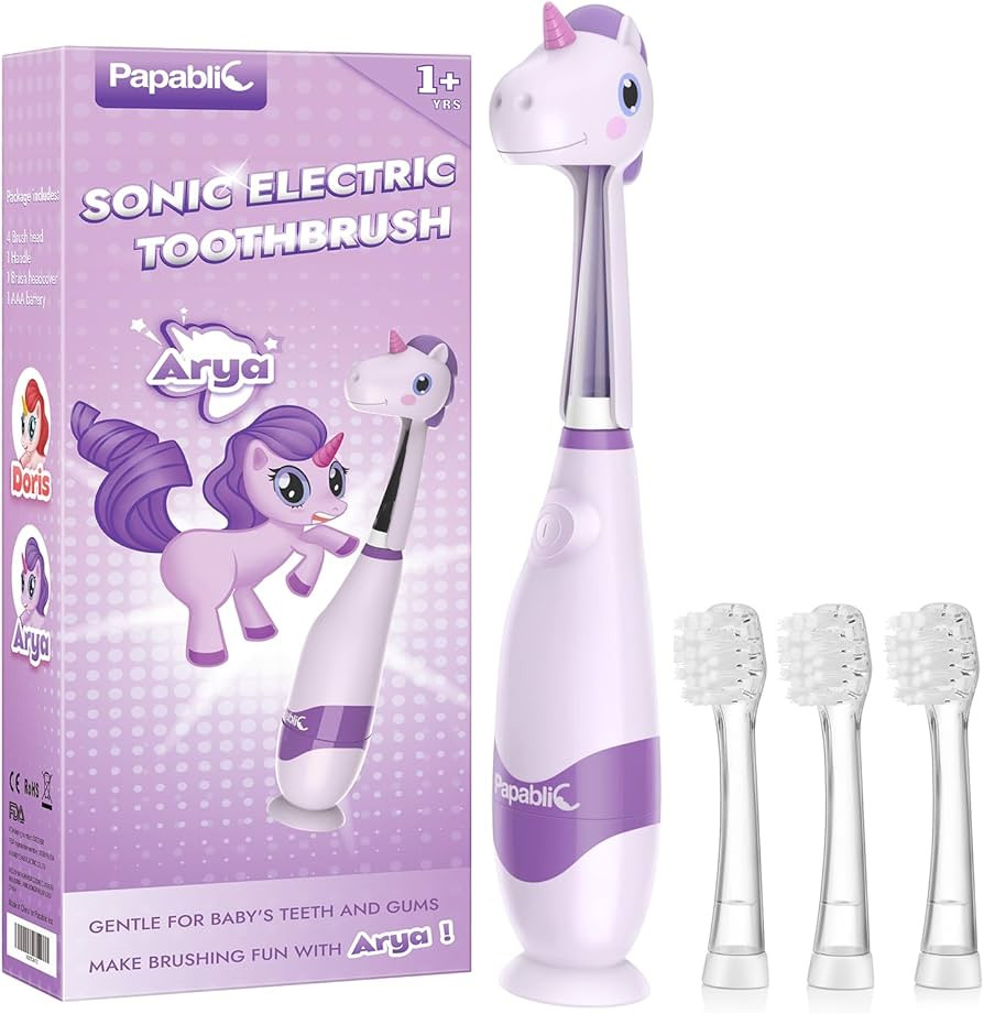 Papablic Toddler Sonic Electric Toothbrush Kids for Ages 1-3 Years, Baby Electric Toothbrush with... | Amazon (US)