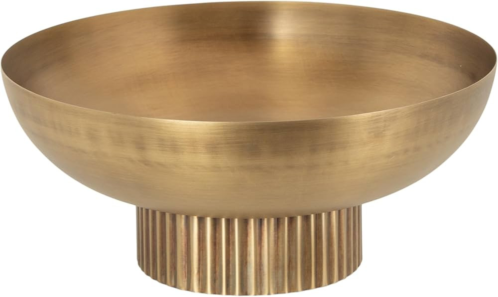 Kate and Laurel Rooks Ribbed Decorative Metal Bowl, 12 Inch Diameter, Brass, Modern Raised Fruit ... | Amazon (US)
