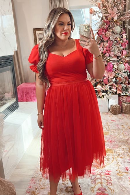 curvy red ballerina tulle dress for the Holidays! wearing size xxl 

#LTKsalealert #LTKHoliday #LTKcurves