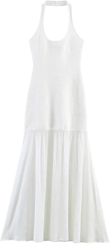 Women Summer Sleeveless Knitted Ruffle Midi Dress | Amazon (US)