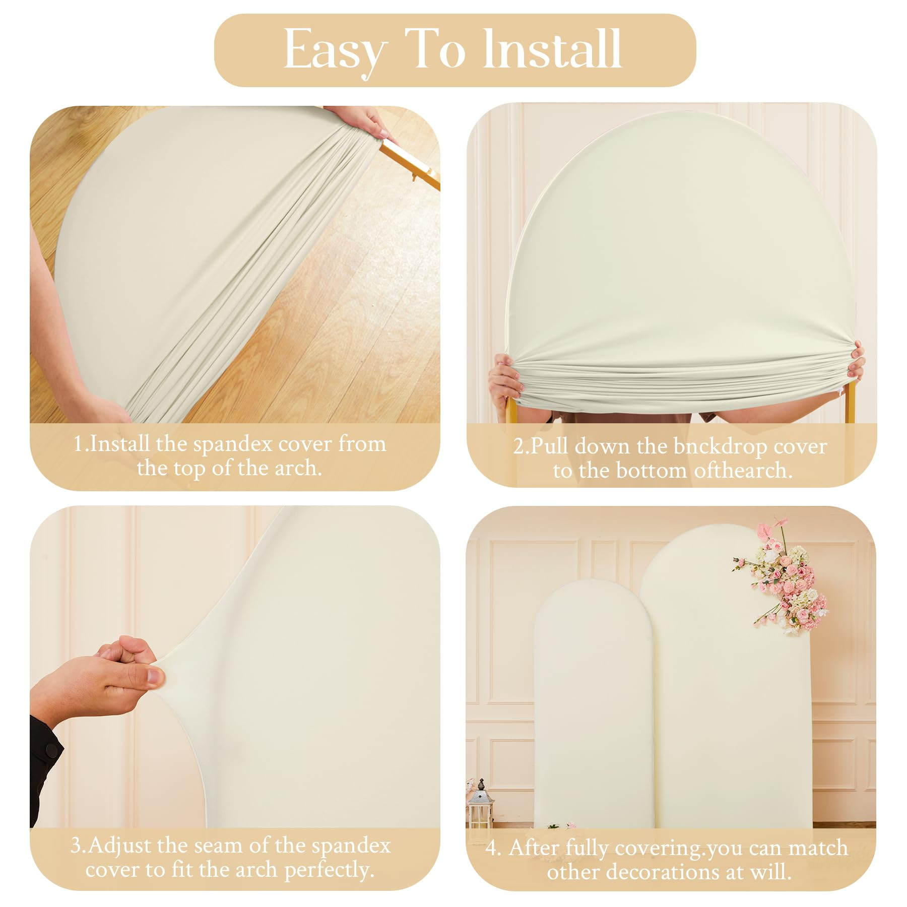 Beige Arch Backdrop Cover Set of 2 Beige Arch Cover 7.2 and 6ft Wedding Arch Cover Stretchy Backd... | Amazon (US)