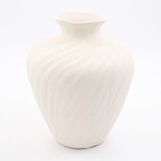 White Textured Vase 25x21cm | TK Maxx