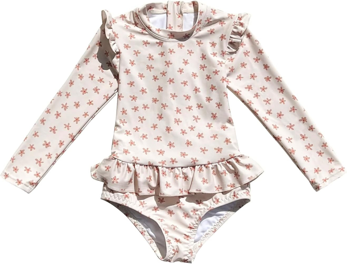 Girls Long Sleeve Swimsuits One Piece Rash Guard Bathing Suit with Ruffle Butt | Amazon (US)