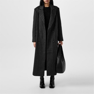 Women's Briar Pinstripe Long Sleeve Lapel Overcoat | Flannels UK