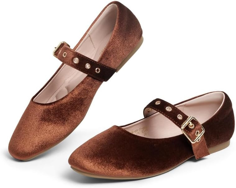 Mary Jane Shoes Women Ballet Flats with Strap Buckle Closed Toe MaryJanes Shoes Ballerina Flats f... | Amazon (US)