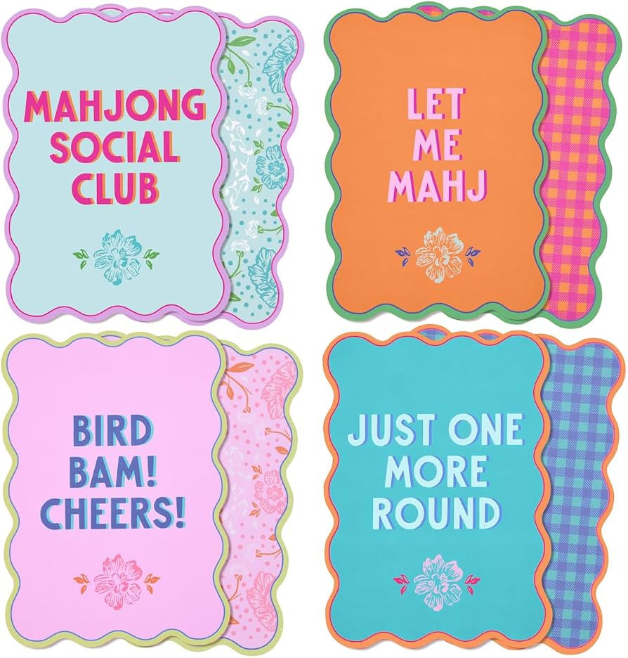 xo, Fetti Mahjong Shuffler Cards - Set of 4 PVC Cards | Mahjong Accessories, Game Night, Girls Ni... | Amazon (US)