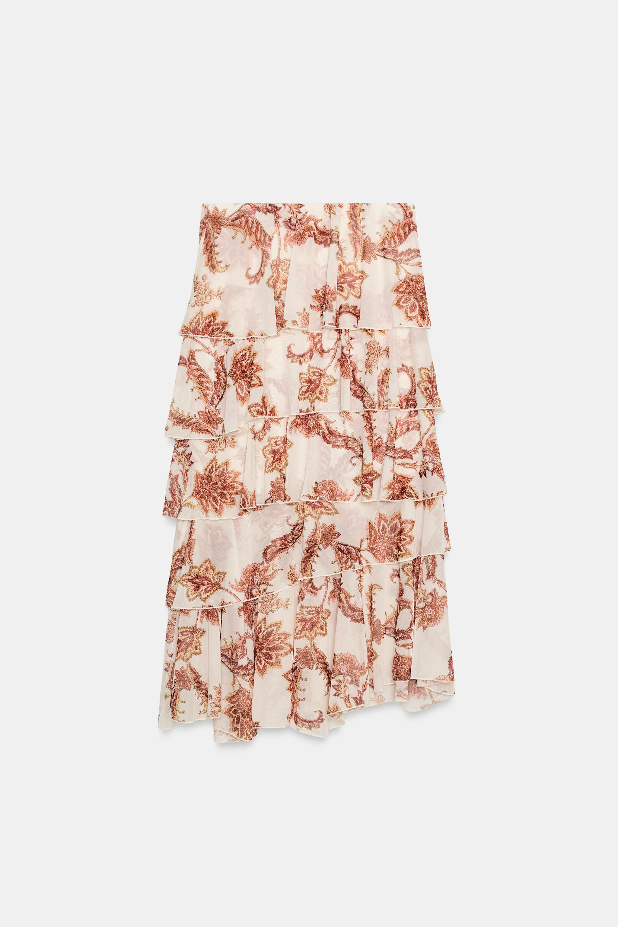 PRINTED RUFFLE SKIRT | Zara US