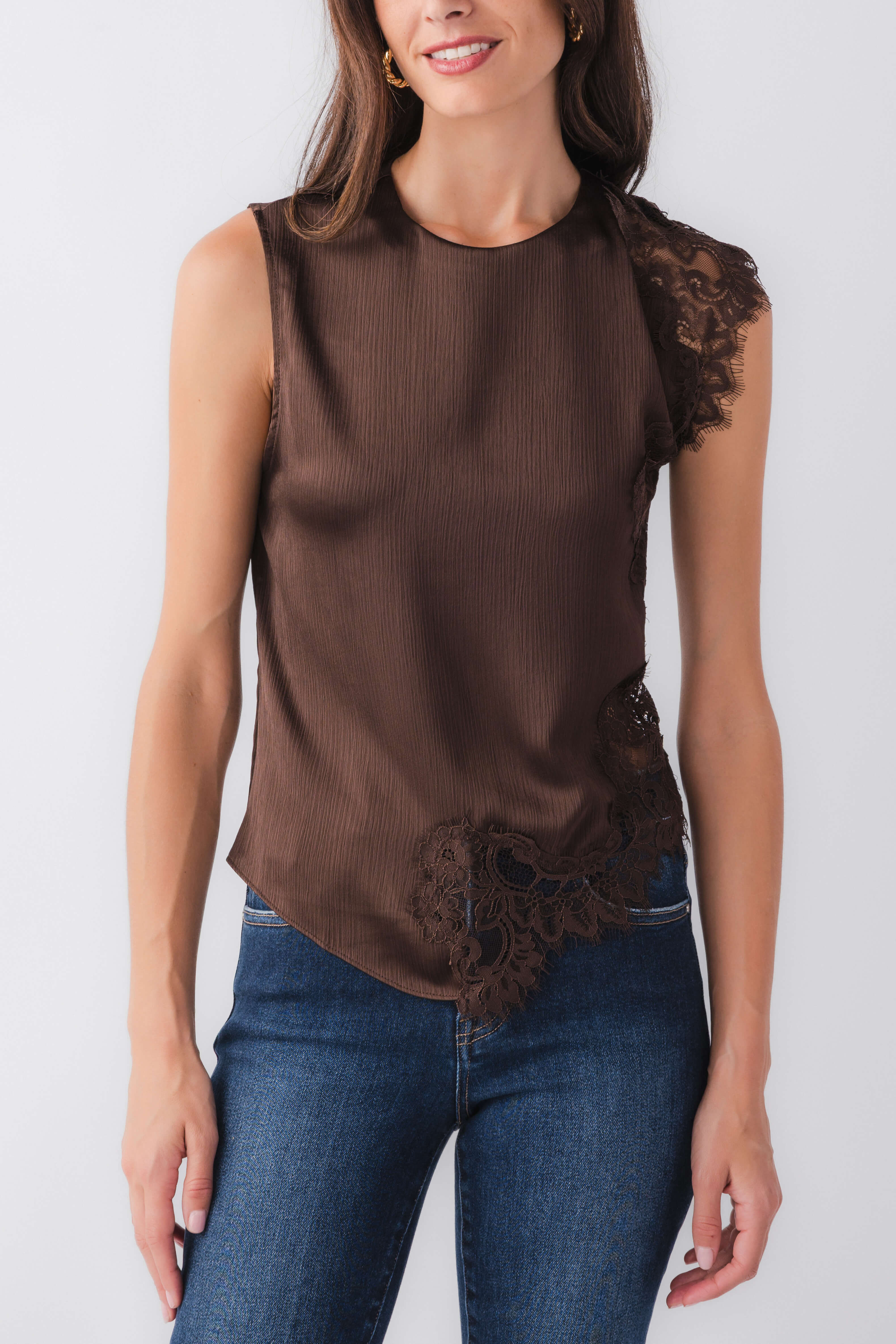 Skies Are Blue Lace Detail Top | Social Threads