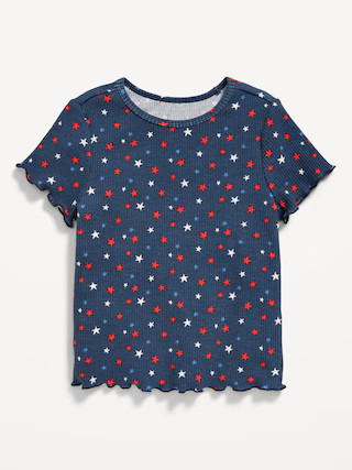 Printed Short-Sleeve Lettuce-Edge T-Shirt for Toddler Girls | Old Navy (US)