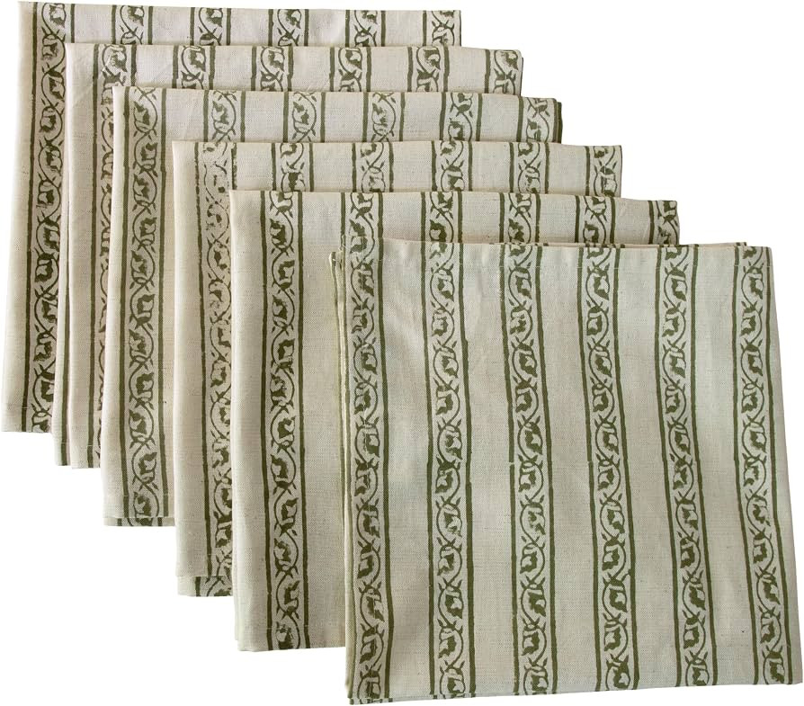 Handblock Print Cotton Cloth Napkins Set of 6, Washable, Napkins for Cocktail Parties, Home, Rest... | Amazon (US)