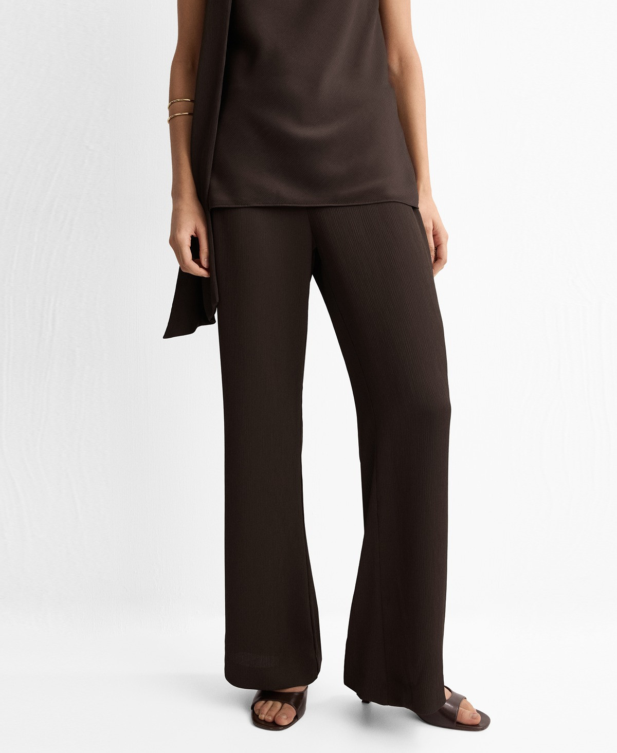 Mango Women's Satin Straight-Fit Pants - Chocolate | Macy's