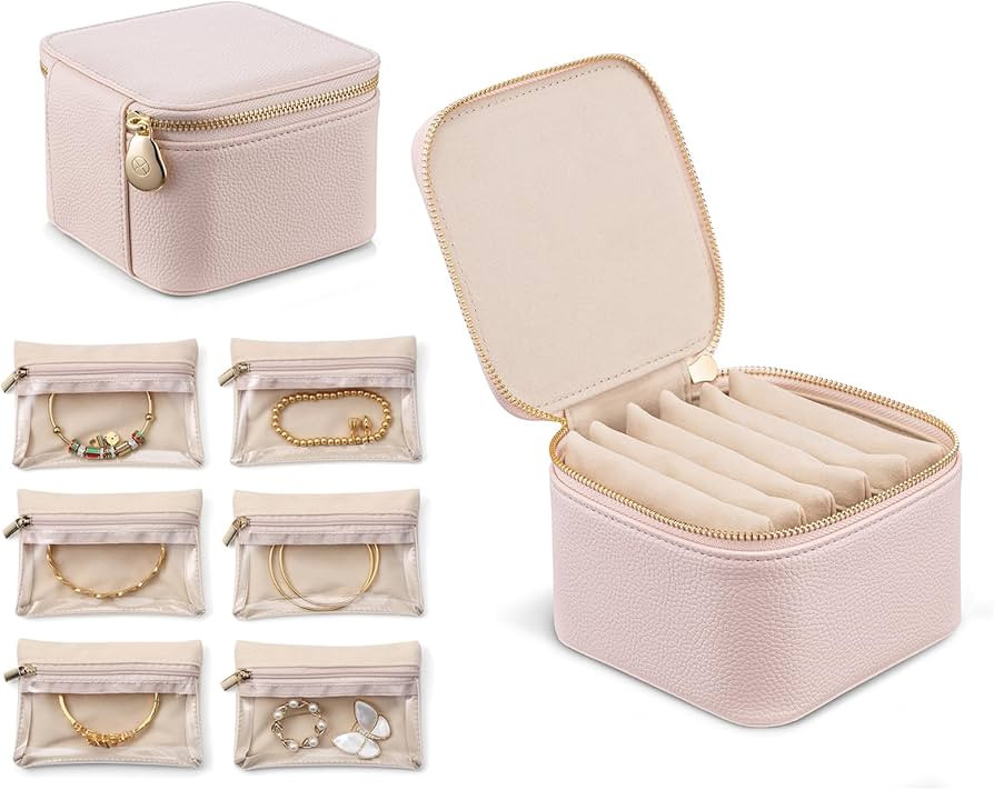 Vlando Travel Jewelry Box Organizer - 6 Small Velvet Zipped Pouches Pockets for Jewelries Necklac... | Amazon (US)