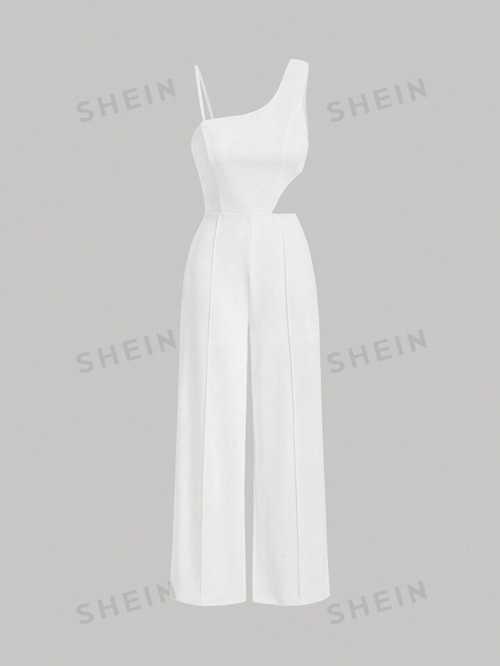 SHEIN MOD Asymmetrical Neck Cut Out Waist Jumpsuit | SHEIN