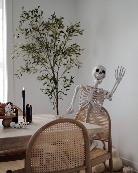 Halloween, skeleton, dining room table and chair, spooky season, October, faux olive tree

#LTKHoliday #LTKHalloween #LTKhome