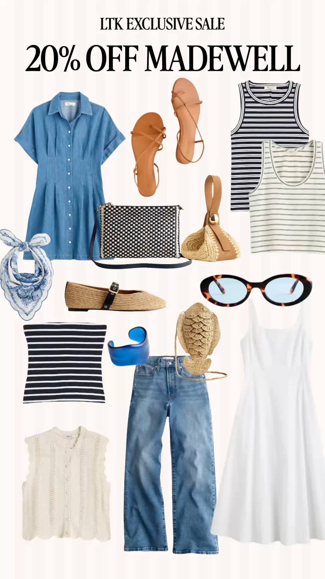 20% off @Madewell  this weekend only — use code LTK20 for an exclusive LTK discount, May 15–18! 🛍️

Madewell sale, LTK sale, Madewell discount, LTK exclusive sale, Madewell summer, denim dress, stripe tank, wide leg jeans, sandals, crossbody bag, summer dress, white dress, Madewell finds

#LTKxMadewell #LTKSaleAlert #LTKSeasonal