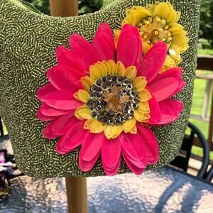 Green Multicolor Bright Viral Beaded Bag Embellished Green Floral NWT | Poshmark