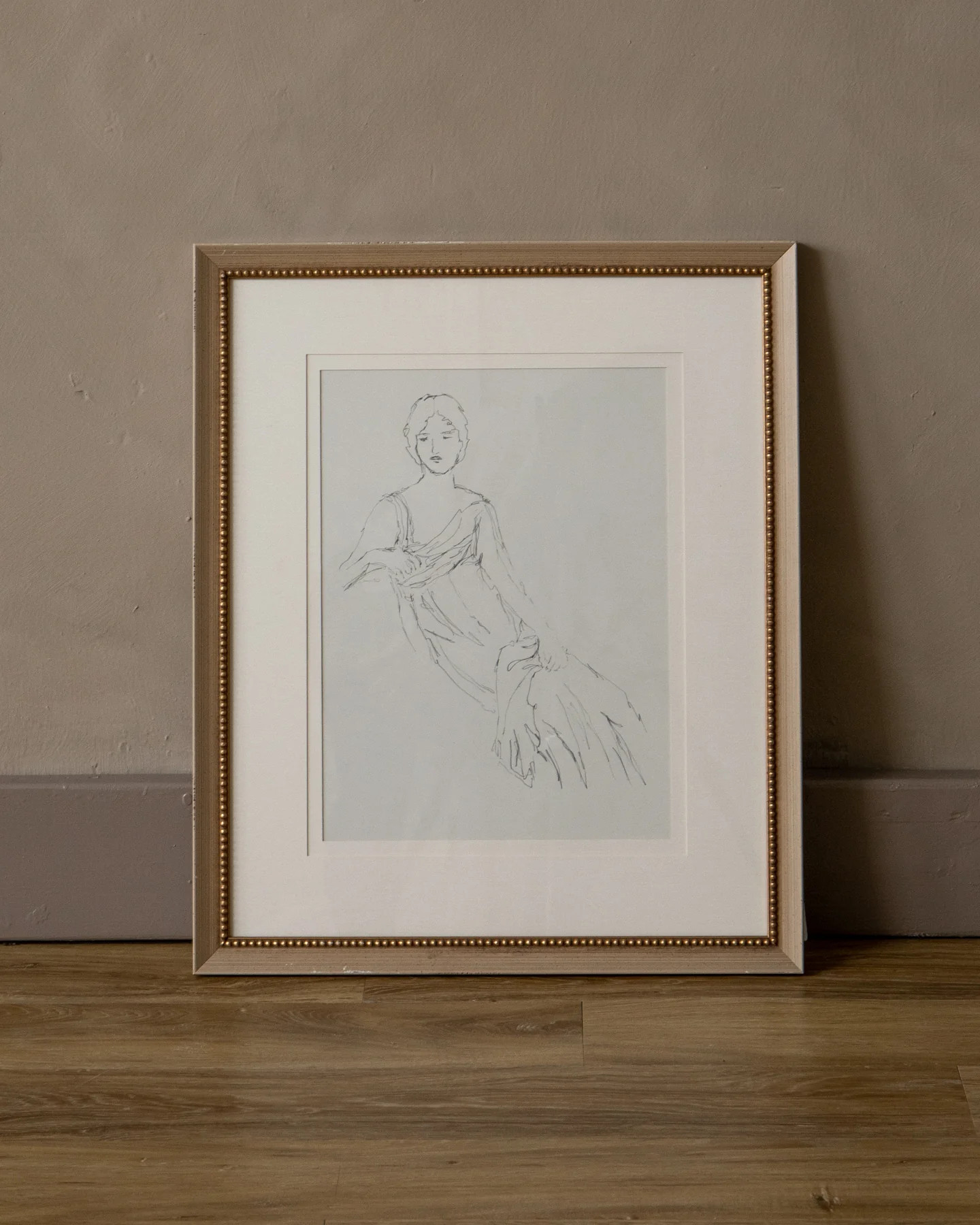 Sketch of a Seated Woman - Floor Model | The Vintage Rug Shop