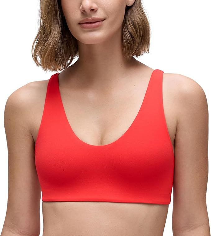 CRZ YOGA Butterluxe Soft Double Lined Sports Bras for Women Scoop Neck Adjustable Straps Yoga Cro... | Amazon (US)