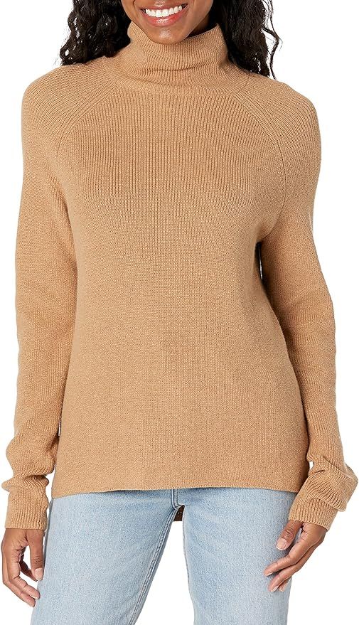 Autumn Essentials Women's Cotton Cashmere Ribbed Turtleneck Sweater | Amazon (US)