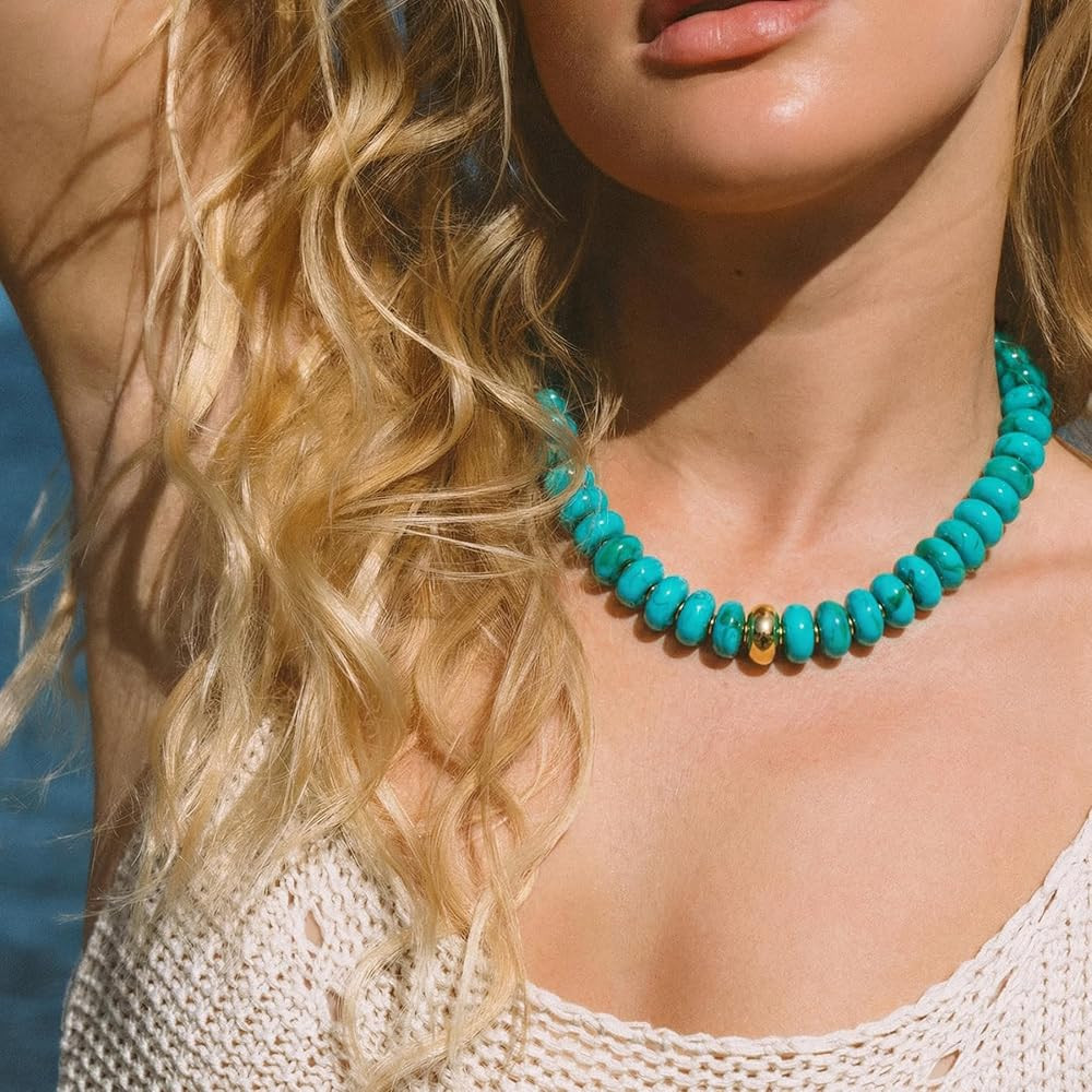 Chunky Colorful Choker Necklace for Women - Summer Beach Round Resin Beads Necklace, Trendy State... | Amazon (US)