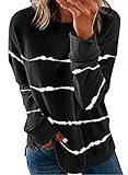 Biucly Womens Casual Long Sleeve Crewneck Sweatshirt Striped Printed Loose Pullover Tops Shirts | Amazon (US)